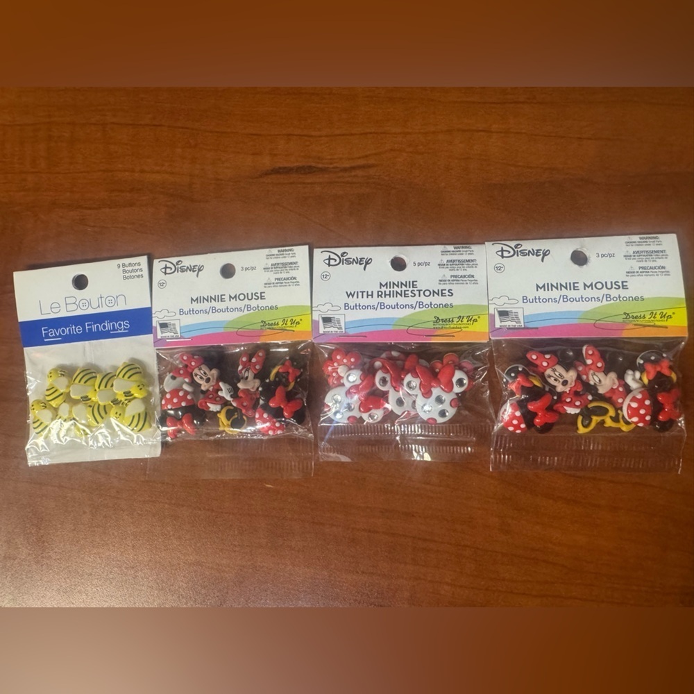 Disney Minnie Mouse Button Set - Red, Black, Yellow